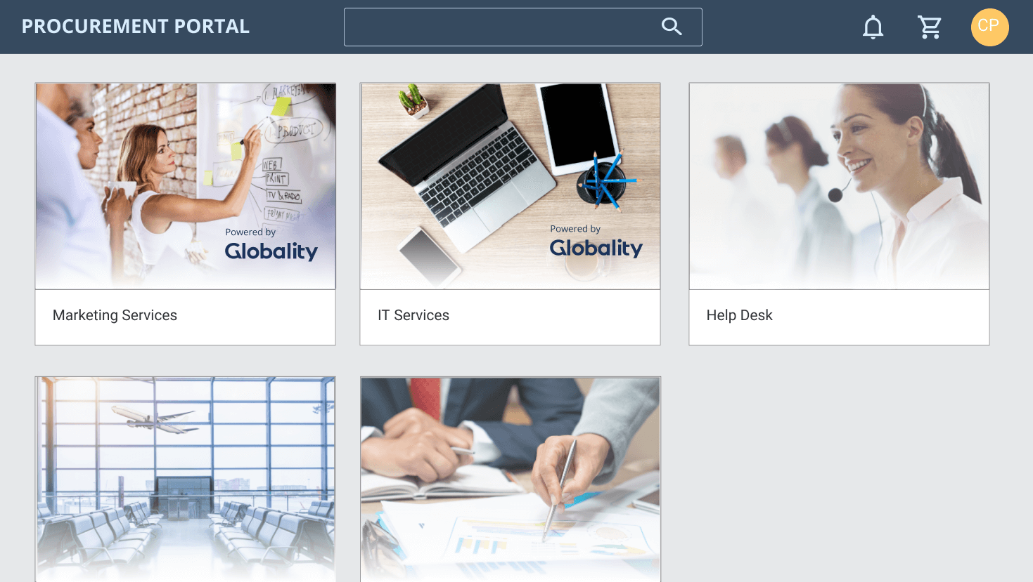 Screenshot of the procurement portal