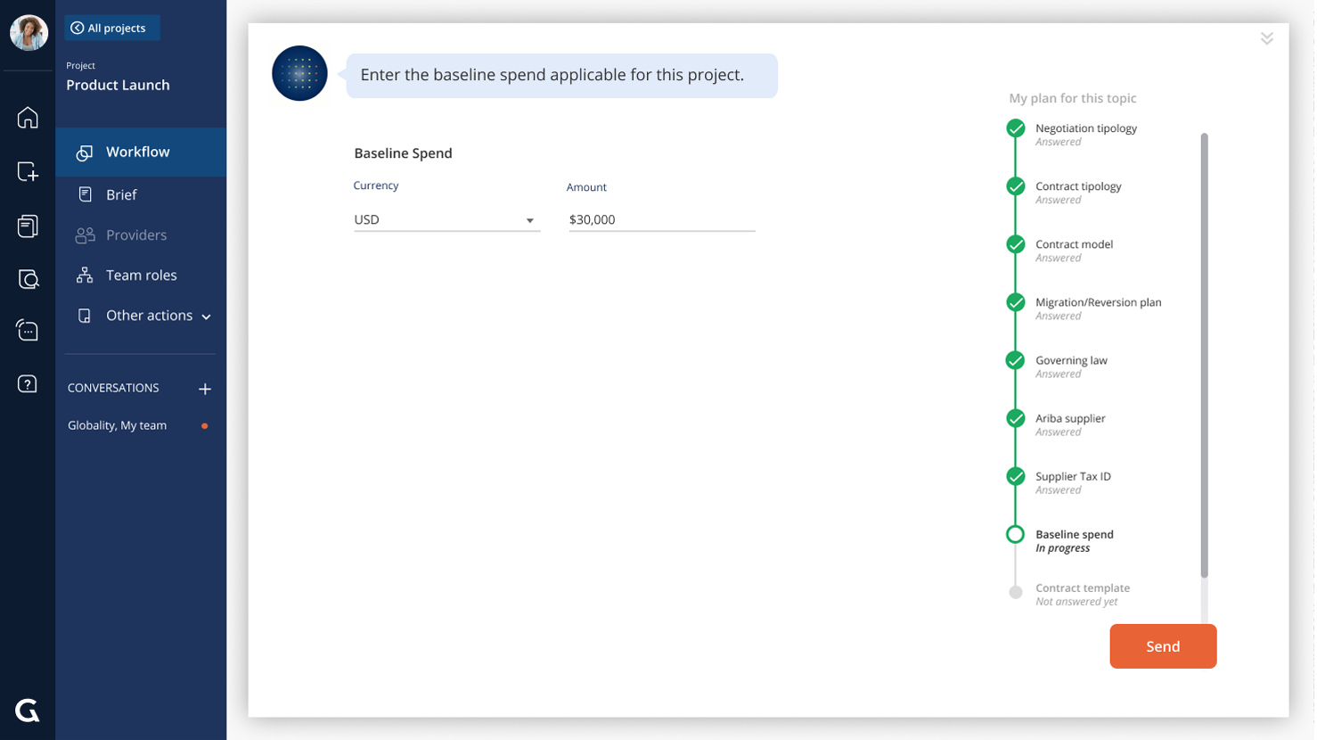 Screenshot of automatic contract workspace creation