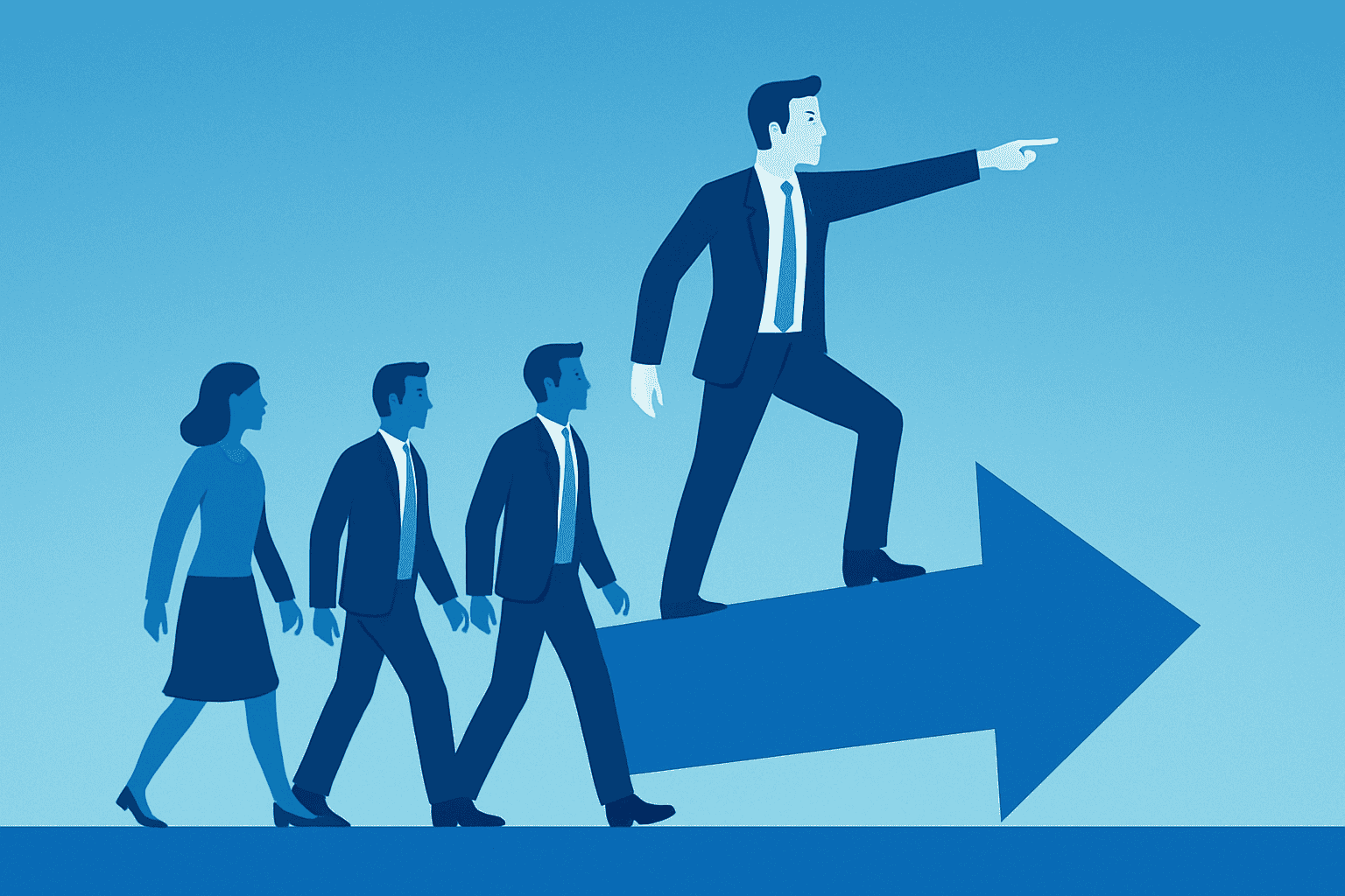 An image that shows leadership and showing the way for others to follow The colours should be based around blue-1 An image that shows leadership and showing the way for others to follow The colours should be based around blue-1