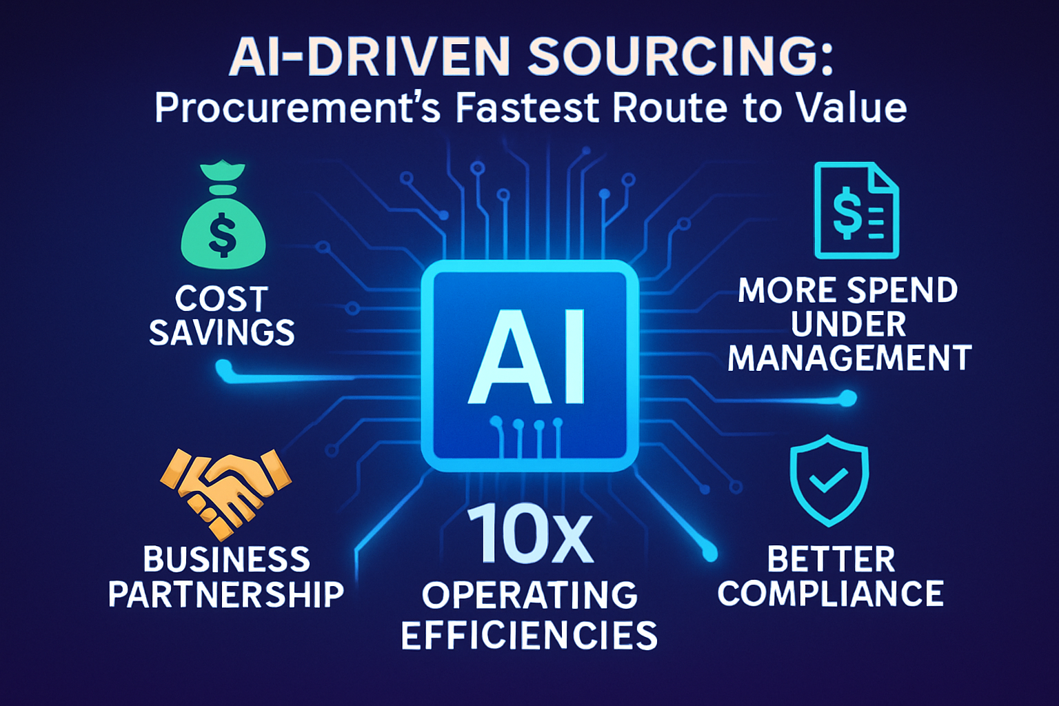 digitalart AIDriven Sourcing Procurements Fastest Route to Value cost savings more spend under management business partnership 10x operating efficienc-1
