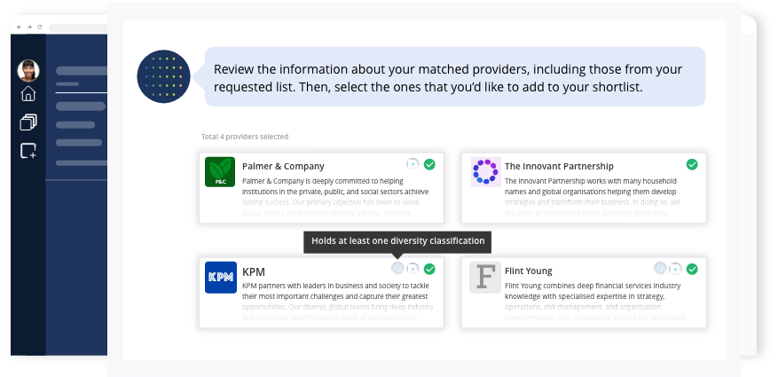 Matched provider dashboard