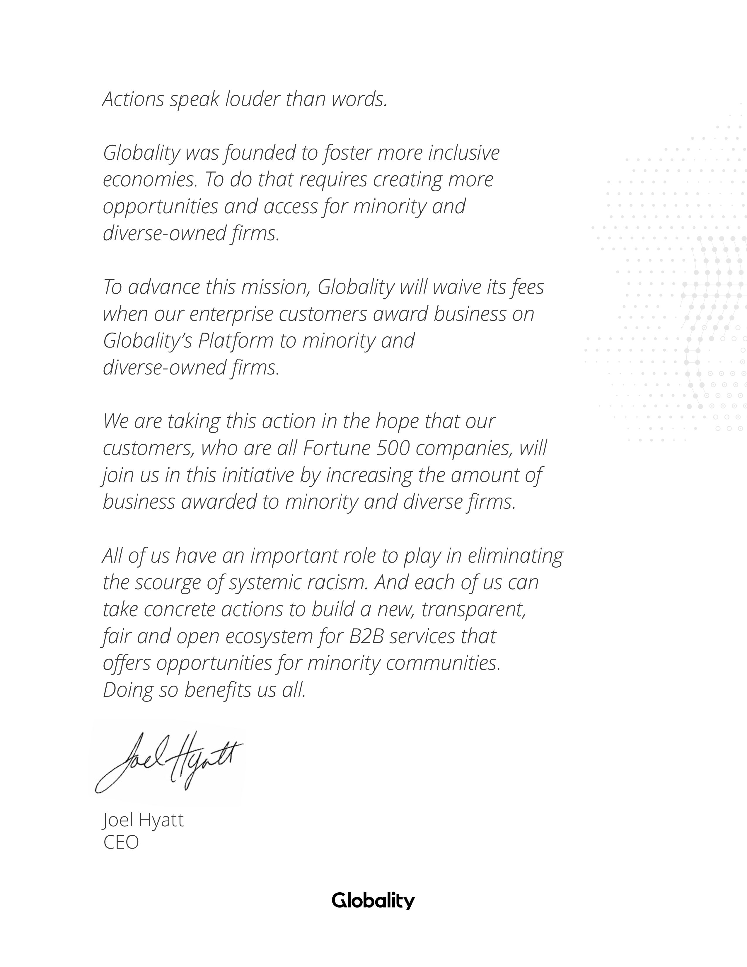 A letter from Globality CEO Joel Hyatt