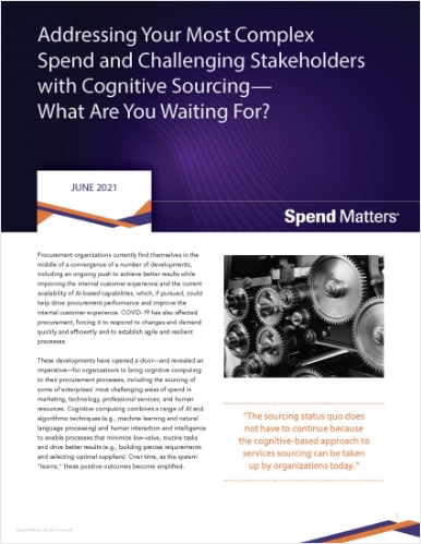 Addressing your most complex spend and challenging stakeholders with cognitive sourcing