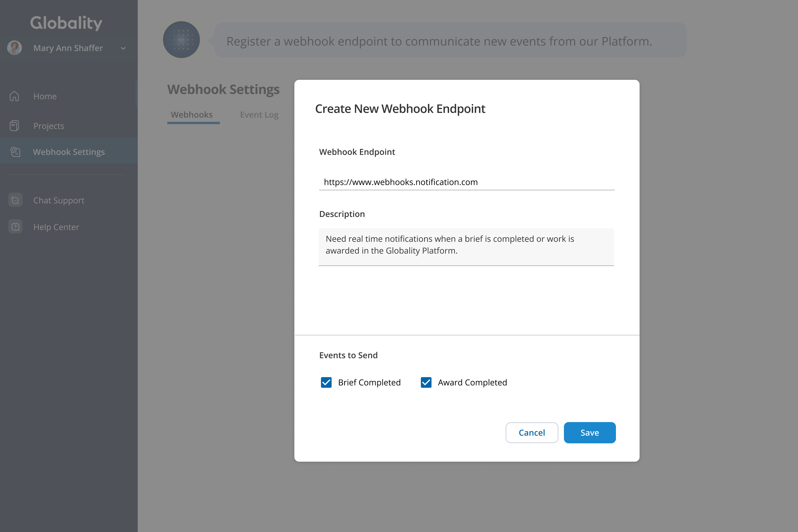 Webhook Settings - Completed
