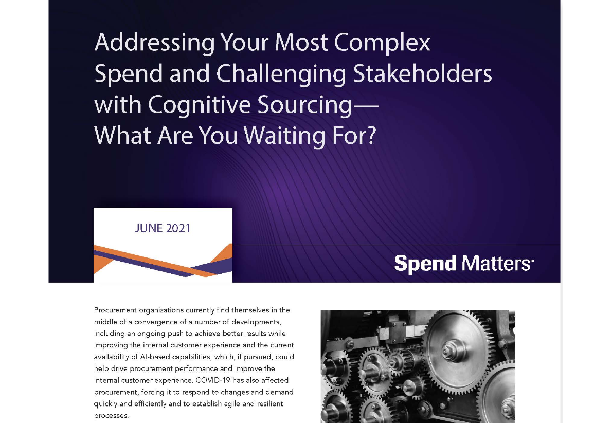 addressing your most complex spend and challenging stakeholders with cognitive sourcing