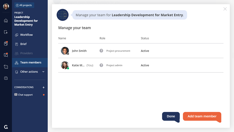 Manage your team for Leadership Development for Market Entry.