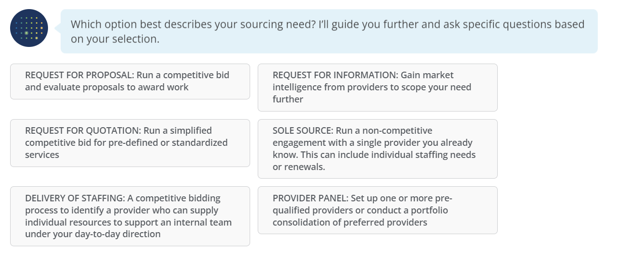 You now have the option to select "Request for Quotation" as a specific sourcing type.