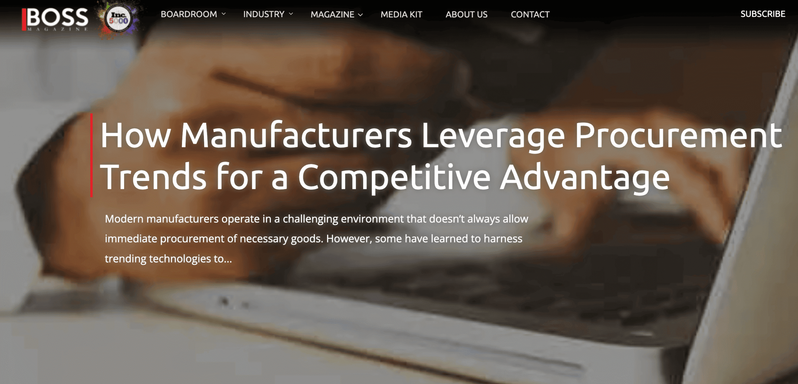 [Boss Magazine] How Manufacturers Leverage Procurement Trends for a Competitive Advantage