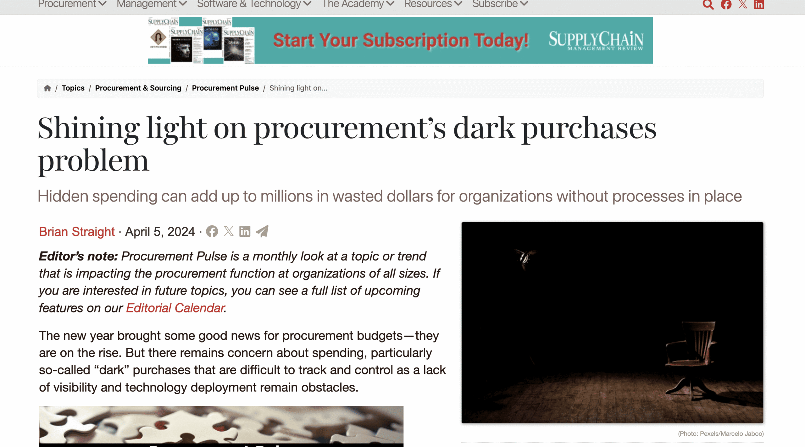 [Supply Chain Management Review] Shining light on procurement’s dark purchases problem
