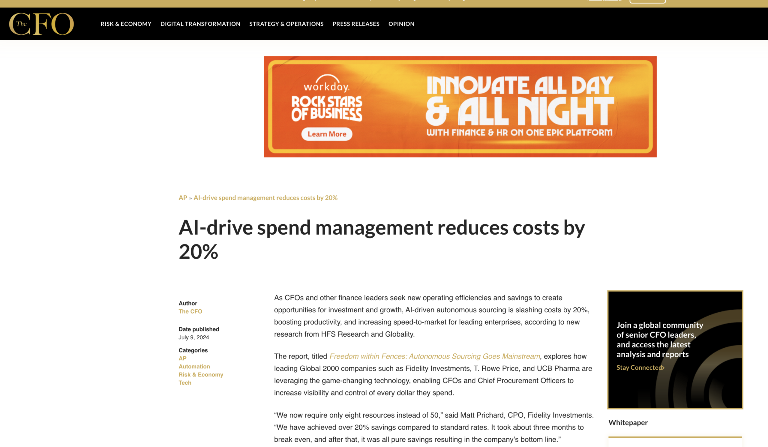 [The CFO] AI-driven spend management reduces costs by 20%