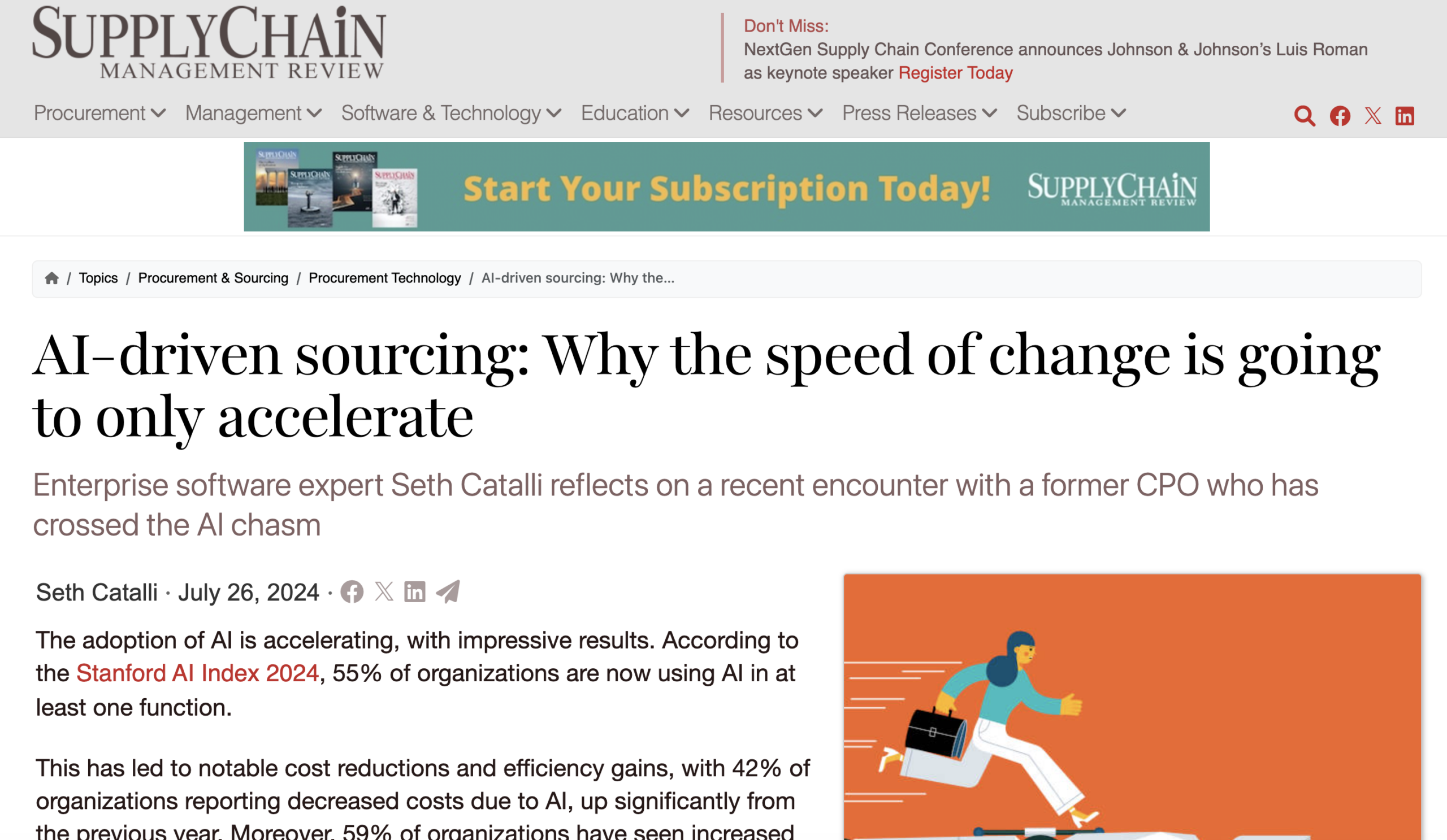[Supply Chain Management Review] AI-driven sourcing: Why the speed of change is going to only accelerate