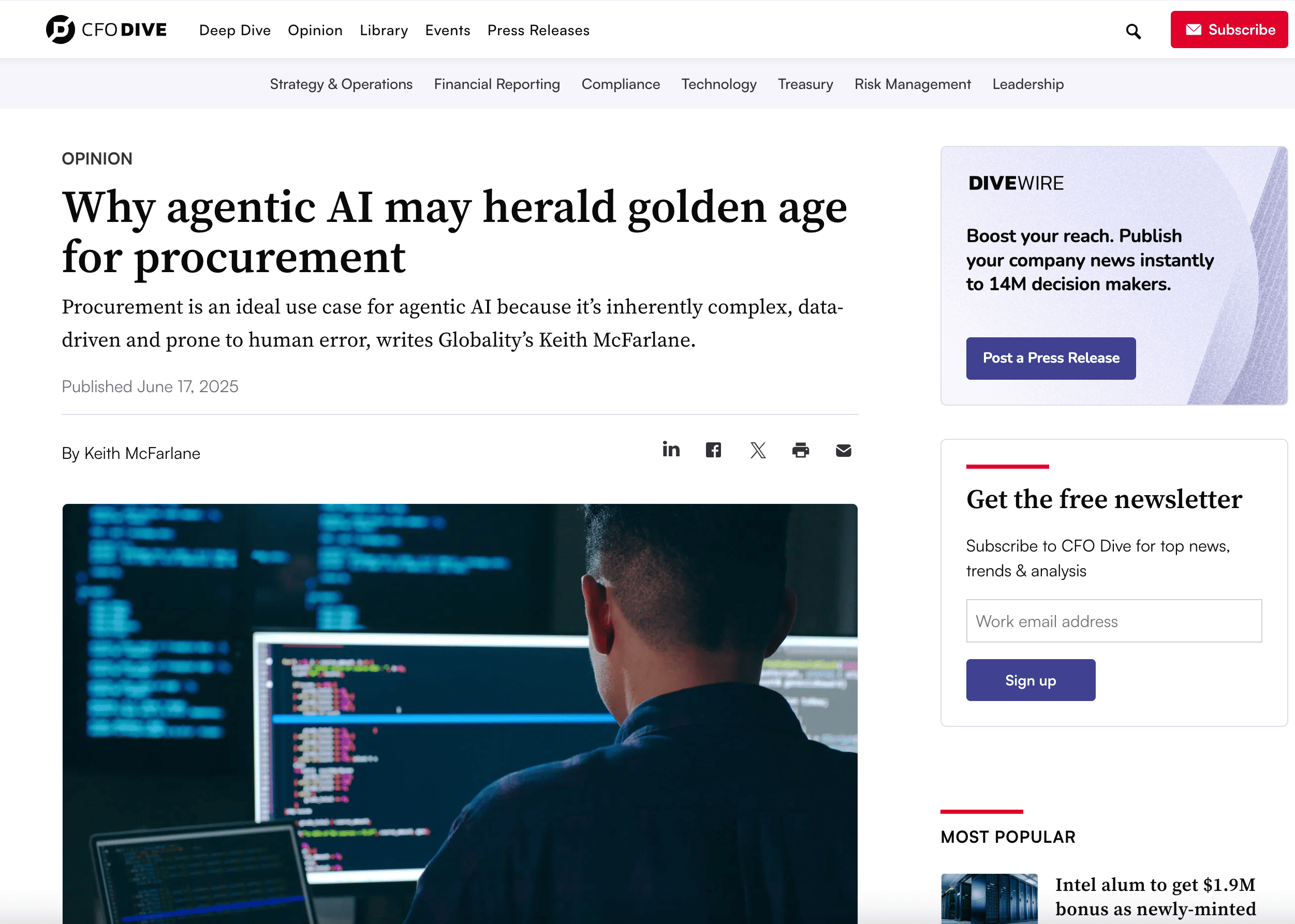 [CFO Dive] Why agentic AI may herald golden age for procurement