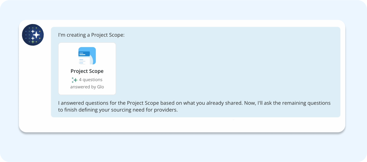 Dashboard showing project scope creation.