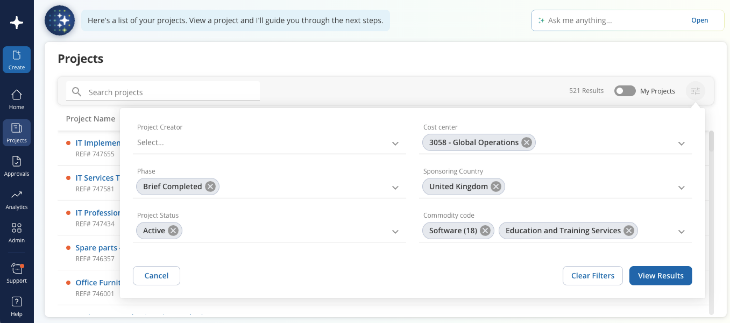 Additional Project List Filter